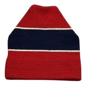 CB Classic Knit Beanie Red Navy Stripe Winter Ski Hat USA Style